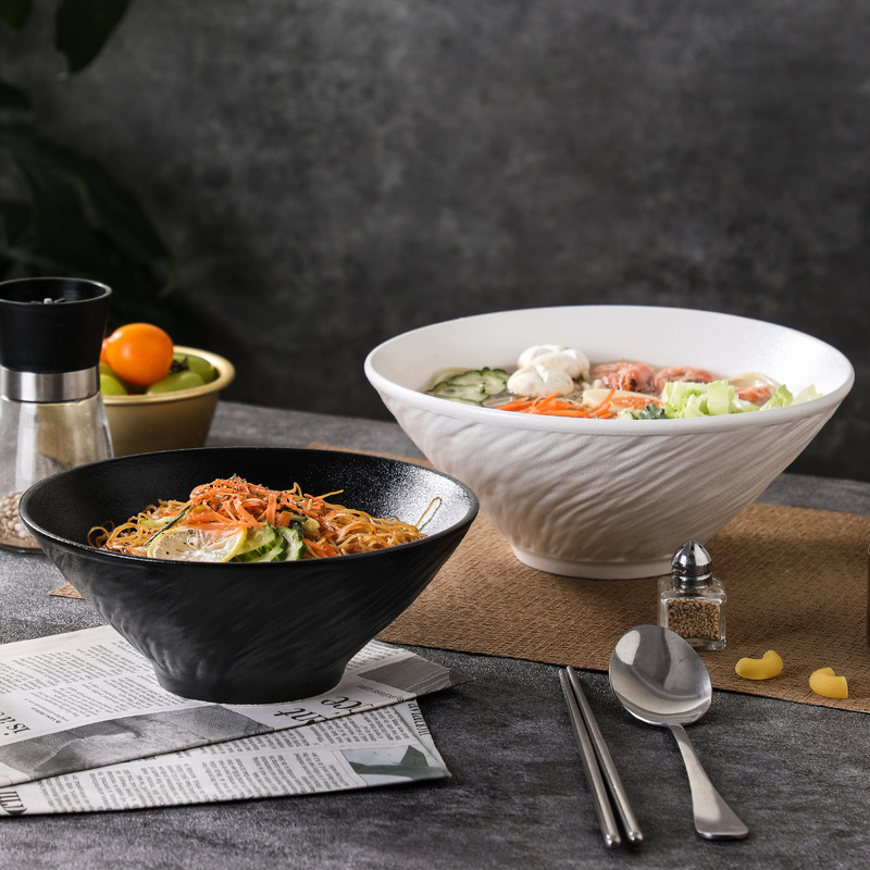 Ceramic Bowls with Stone Pattern for Japanese Ramen Restaurants, Large Bowls for Noodles and Soup, Household Tableware, Large Flared Bowls Ceramic Bowls with Stone Pattern for Japanese Ramen Restaurants, Large Bowls for Noodles and Soup, Household Tableware, Large Flared Bowls
