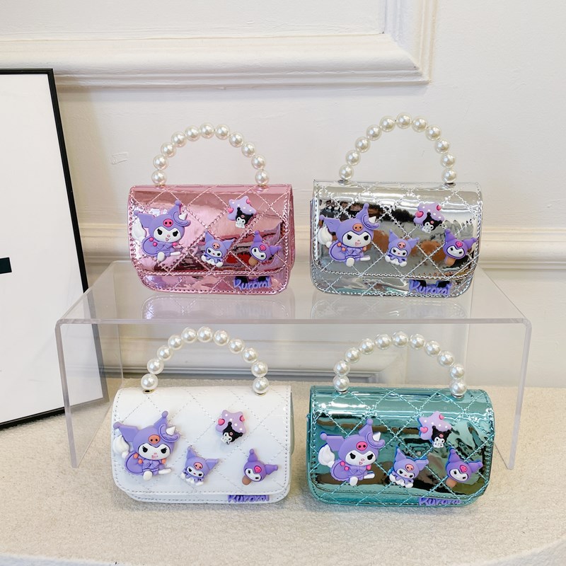 Bolso de moda para niños, bolso de cinturón de cadena de chicas, bolso de hombro de dibujos animados lindo, bolso de perla brillante, bolso pequeño