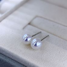 诸暨天然淡水珍珠极光正圆无暇珍珠耳钉媲美海水akoya小耳钉养耳
