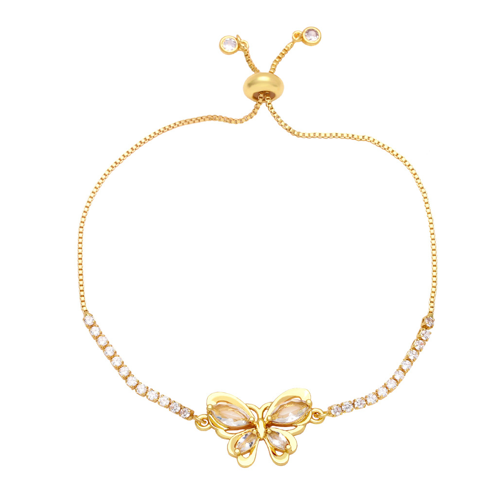 Fashion Simple Butterfly Bracelet Copper 18K Goldplated Inlaid Zircon Braceletpicture6