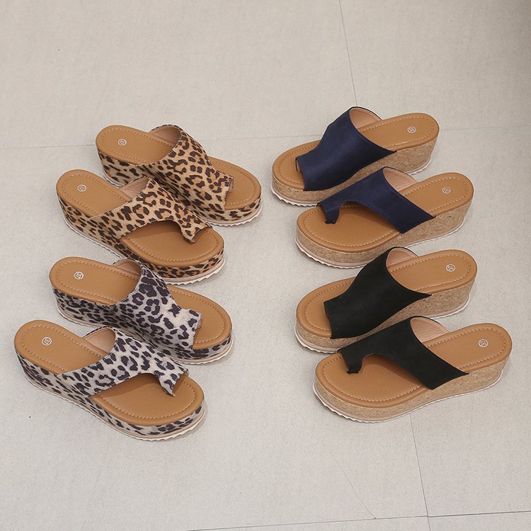 Mujeres Casual Vacaciones Leopardo Correa En T Zapatillas De Cuña display picture 8