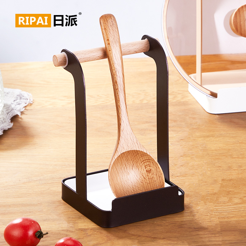 Estilo japonés hierro multi-funcional vajilla rack hogar drenaje olla cubierta estante espátula olla cubierta rack cocina mesa de almacenamiento rack