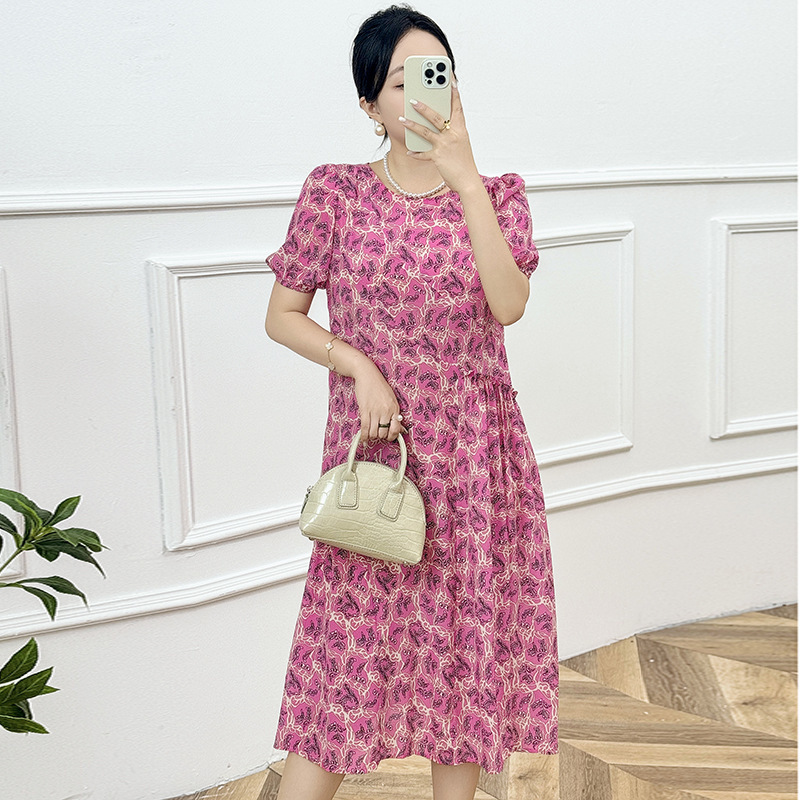 Đầm maxi nữ thắt eo chất lụa tơ tằm mùa xuân hè — 2418101 - Hồng chi tiết 5