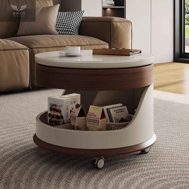 Casa pequeña moderna sala de estar de madera maciza mesa de té doméstica móvil simple sofá multifuncional carro pequeño elevación almacenamiento