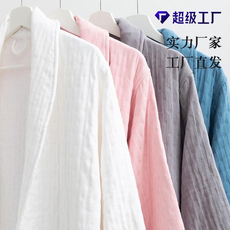 Pure Cotton Double-Layer Gauze Bathrobe for Women, Sleepwear, Bathrobe, Loungewear, Suitable for Homestays, Absorbent, Soft, Unisex, Can Be Worn Outside