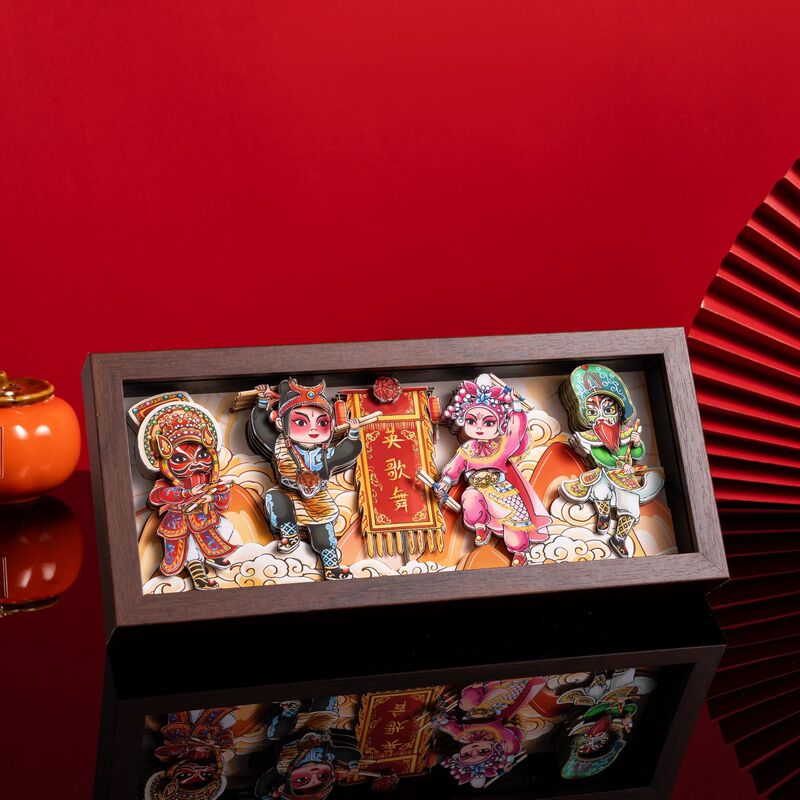 Chaoshan Yingwu Dance Ornaments, National Trend 3D Stereo Painting Wooden Photo Frame Ornaments, Home Tv Cabinet Table Gifts, Exquisite Gifts