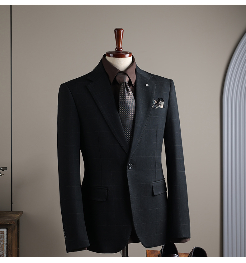 Men's Slim Fit Plaid Single Breasted Blazer For Wedding Formal_voghion.com