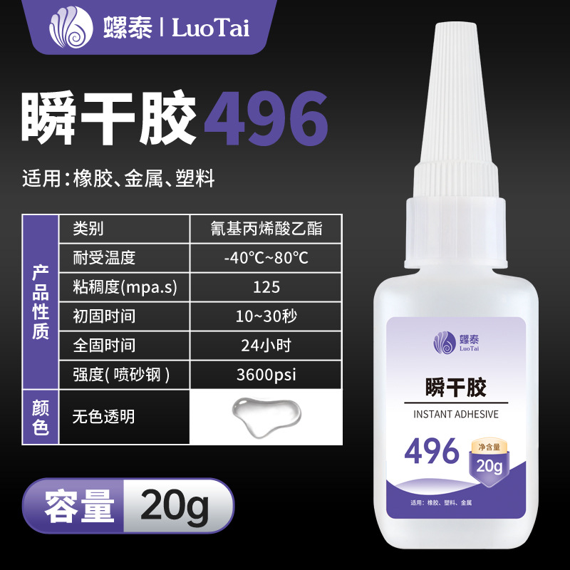 金属胶水496粘接硬材质铁陶瓷塑料橡胶PVC通用瞬干速干透明焊接剂