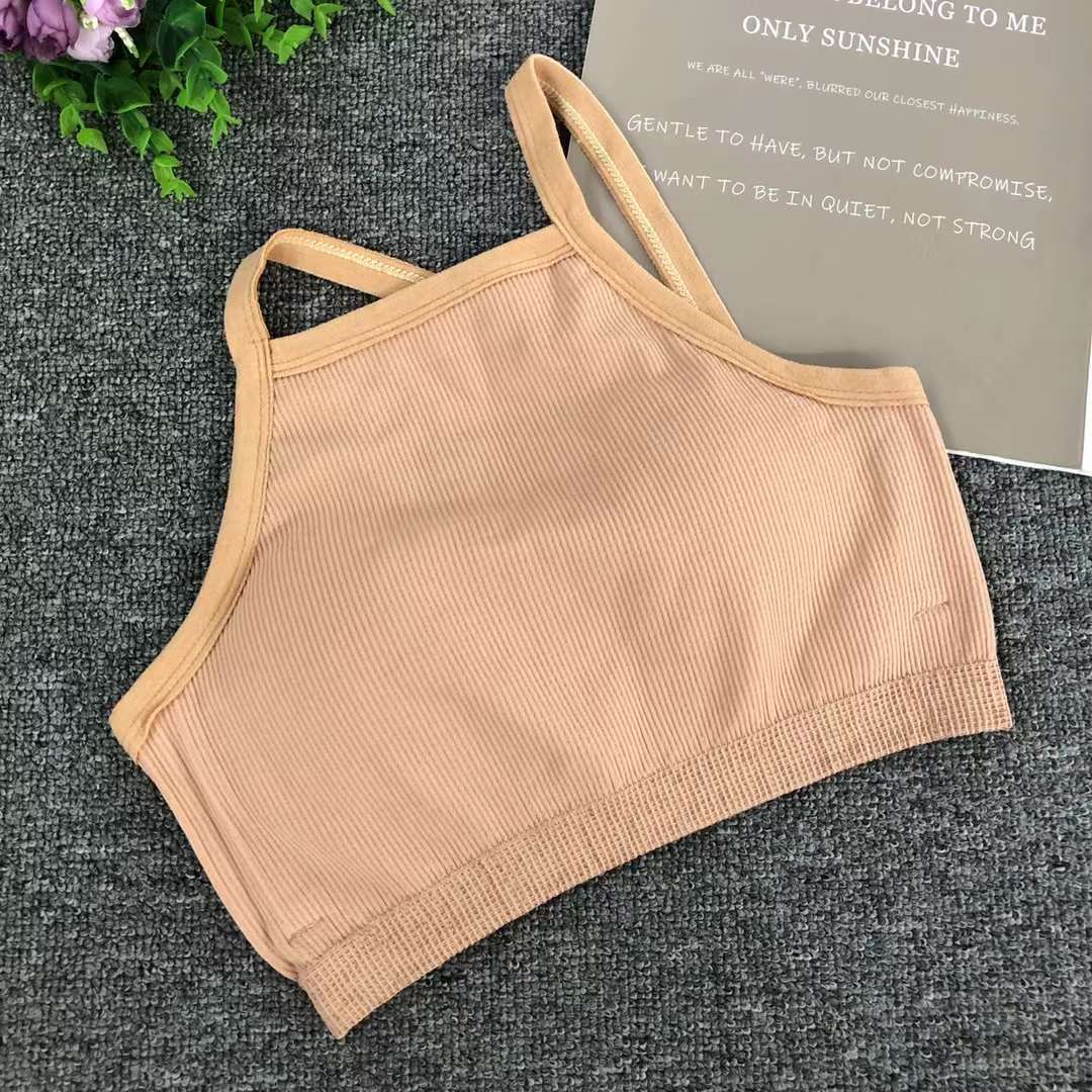 Nuevo chaleco sin costura de alta elasticidad fija copa de mujer chaleco sin anillo de acero sujetador de encaje ropa interior deportiva mujer al por mayor