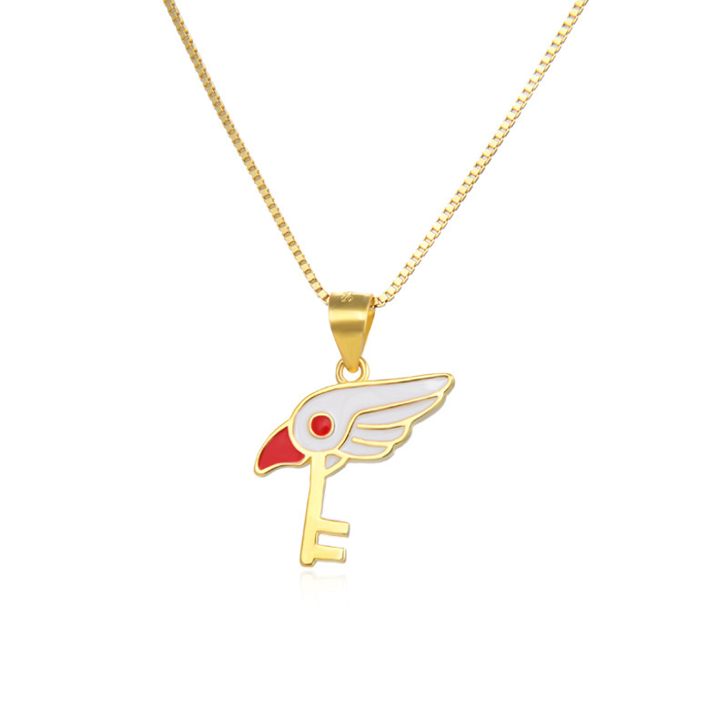 Transfronterizo Amazon joyería caliente goteo de dibujos animados pequeño cerezo cabeza collar de llaves para mujeres colgante de plata 925