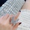 Fashionable advanced one size ring, Korean style, high-quality style, diamond encrusted