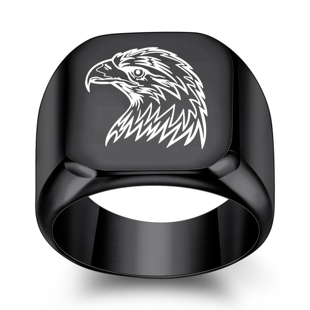 Daily Occasion Titanium Steel Material 1 Piece Retro Eagle Titanium Steel Plating Rings