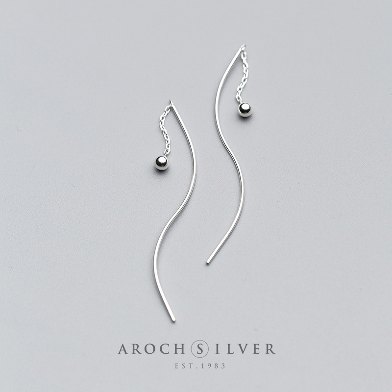 S925 orejas de plata para mujeres coreanas estilo simple orejas de perlas pendientes de perlas onduladas joyas de orejas E9941 image 2