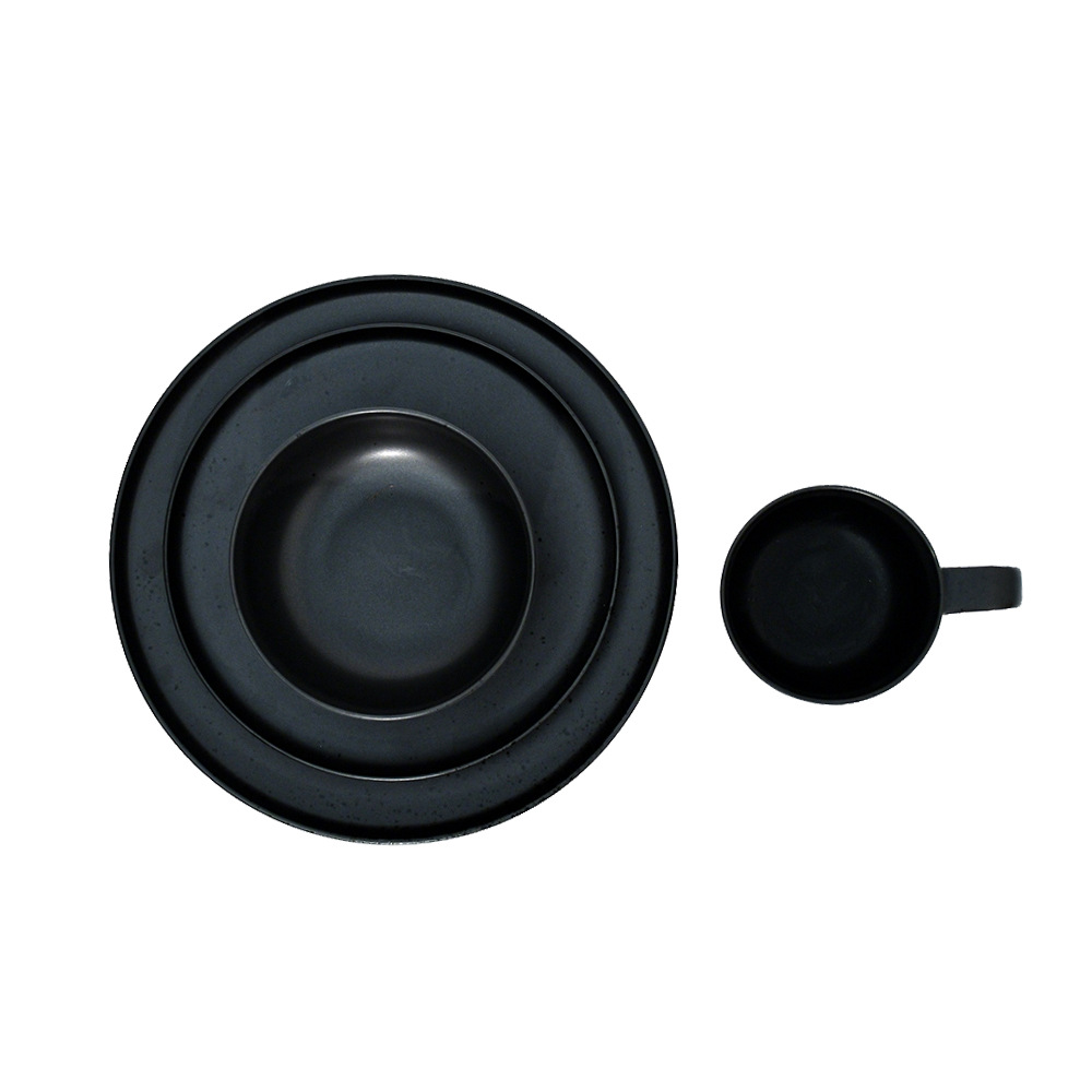 Juego de vajilla Juego de vajilla de cerámica Juego de vajilla negra de 16 piezas