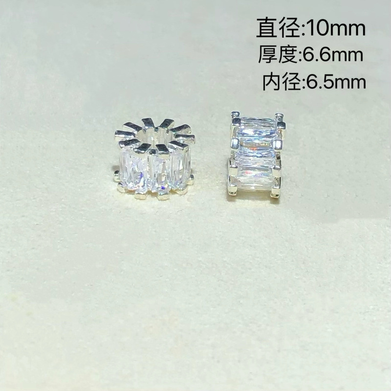 14K高保色水晶配件长方形锆石冰糖隔片跑环手链项链串珠diy串珠配|undefined