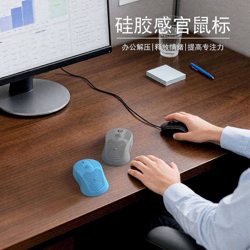 跨境新品Fidegt Toys硅胶鼠标感官解压玩具 缓减焦虑感官石头玩具|undefined