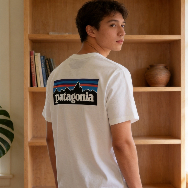 Patat Men's Pure Cotton Short-Sleeved T-Shirt 3D Printed Eco-Friendly Lettering Round Neck Summer Half-Sleeved European Style