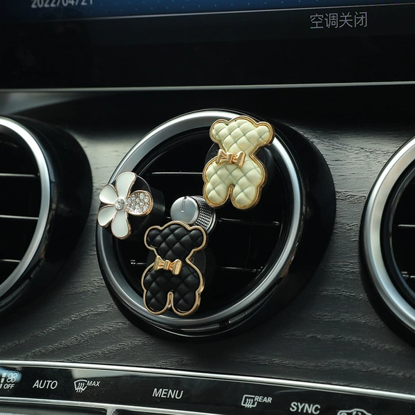 Metal Cookie Bear Black + White + Metal Flower with Diamond White [Three Packs]