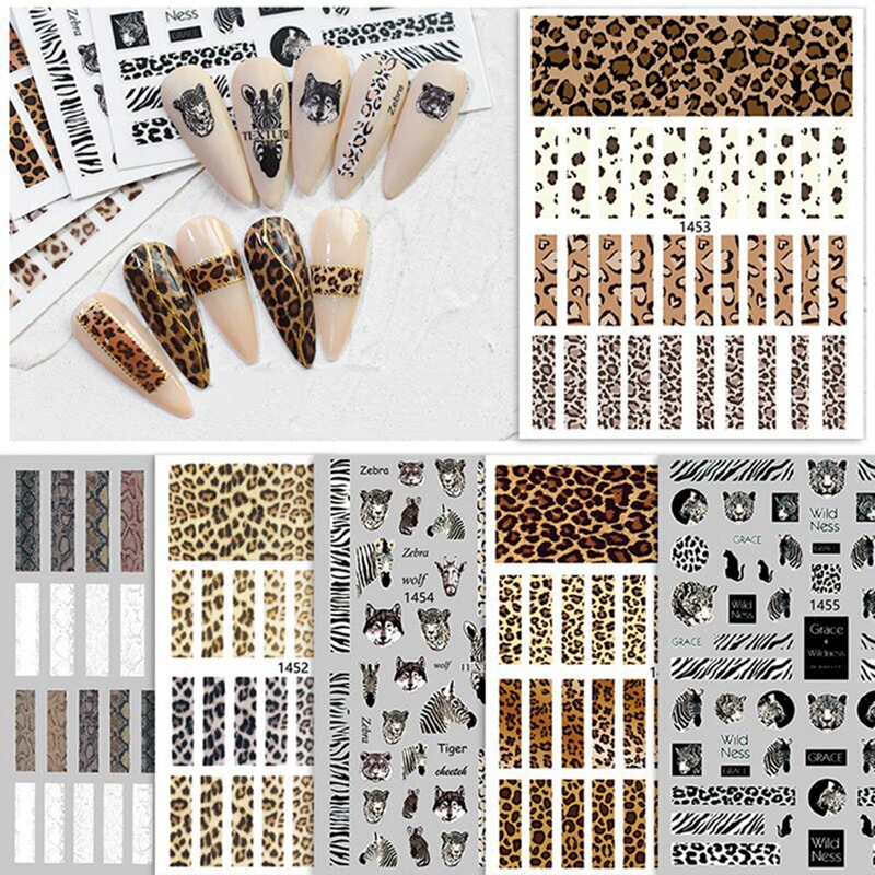 Leopard Print Nail Art Stickers, Snake Print Zebra Print Nail Decals, Fashionable Animal Print Ins Style Nail Decoration Stickers Leopard Print Nail Art Stickers, Snake Print Zebra Print Nail Decals, Fashionable Animal Print Ins Style Nail Decoration Stickers