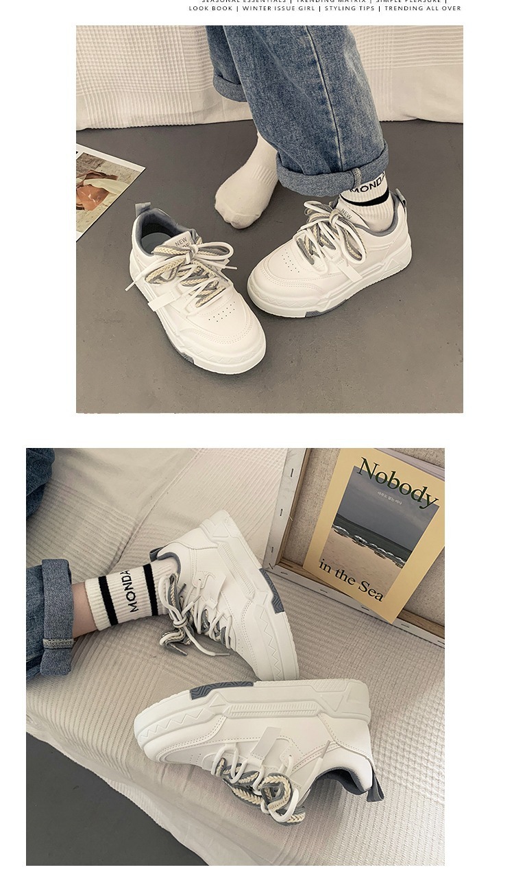 35-43 Übergröße Damen 41 dicke Sohlen vielseitige weiße Frühlingsdesign sportliche und lässige Boardschuhe 42_voghion.com