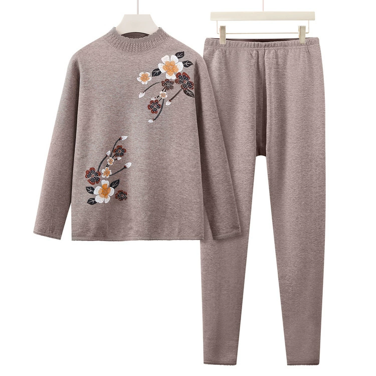 Пожилая модная Цветочная осенняя одежда длинные брюки женский старый Леди Весна и осень термобелье костюм мама весенняя одежда