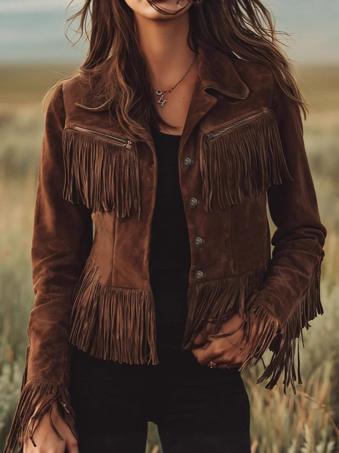 solid color short jacket with tassels
