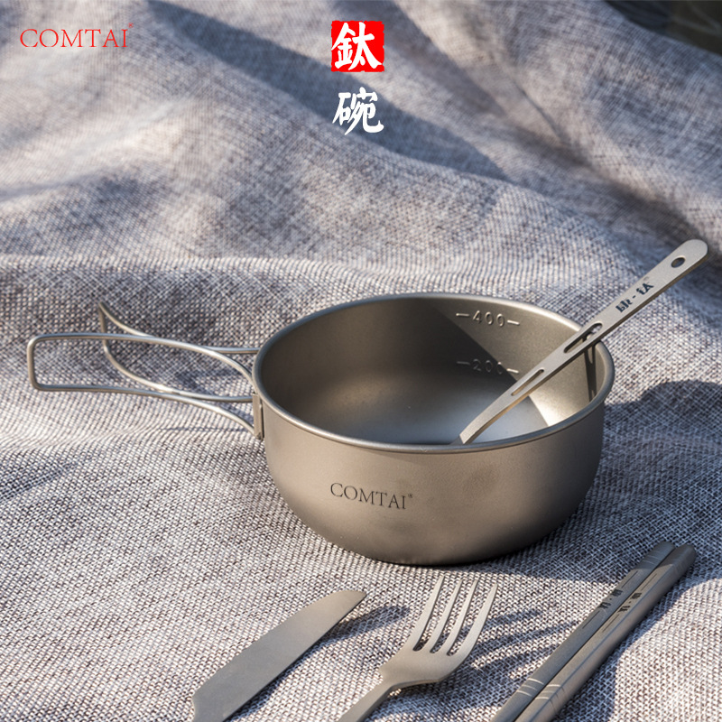 COMTAI titanio puro palillos mangos plegables platos platos portátiles al aire libre taza de montaña picnic platos picnic