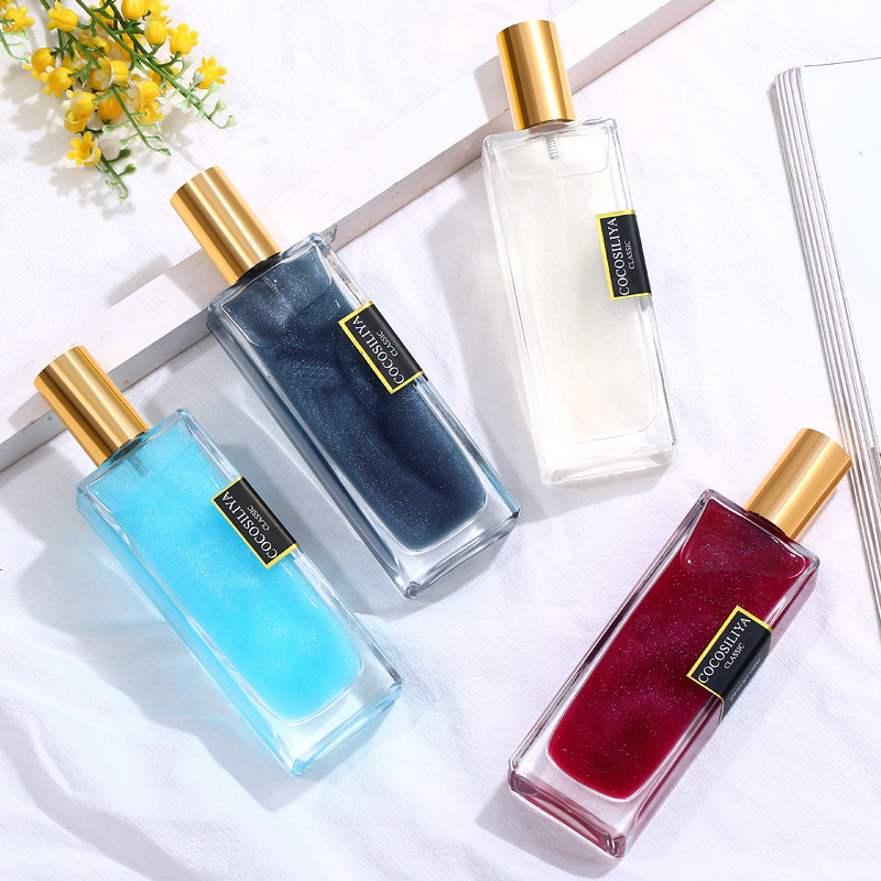 Perfume de arena líquida dorada COCOSILIYA, transmisor en vivo por celebridades de internet, para hombres y mujeres, fragancia fresca de larga duración, perfume ligero para estudiantes, venta al por mayor.