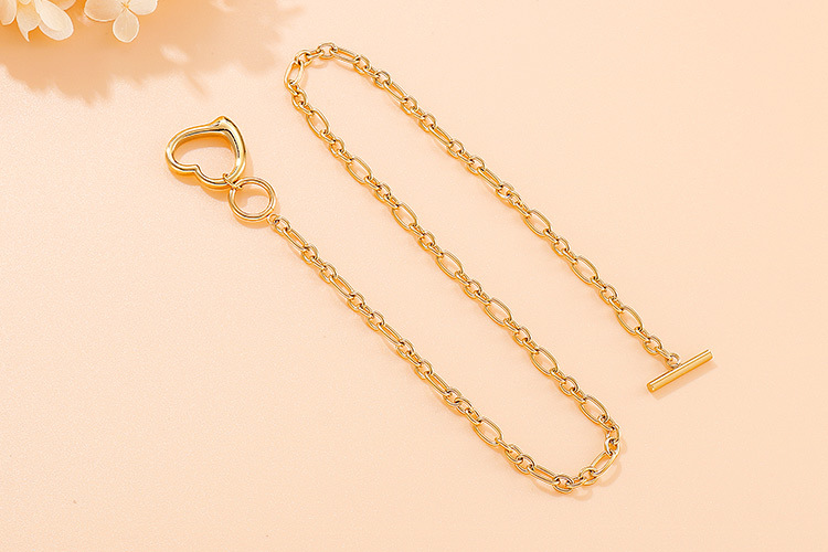 European and American fashion stainless steel OT buckle heart pendant bracelet necklace set