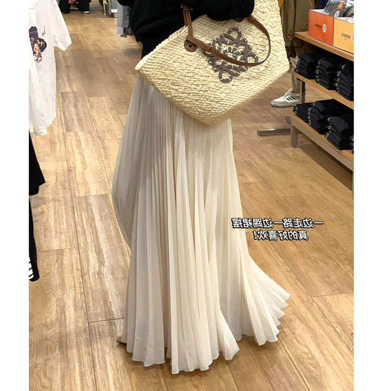 New Style Large Hem Elegant Chiffon Skirt Spring Long Pear-Shaped Body A-Line Umbrella Skirt Pleated Skirt New Style Large Hem Elegant Chiffon Skirt Spring Long Pear-Shaped Body A-Line Umbrella Skirt Pleated Skirt