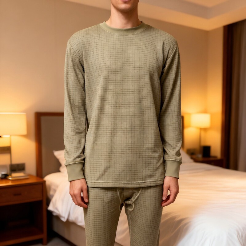 New Round-Neck Lightweight Thermal Underwear Set, Unisex Base Layer Top and Bottom for Autumn