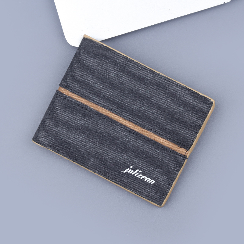 Canvas cartera de hombre bolsa de tarjetas de hombre bolsa de tela suave cartera de hombre corta fábrica de cartera de hombre denim spot