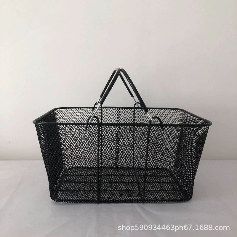 Двухручная железная корзина для велосипедов, корзина для покупок, корзина для хранения продуктов на кухне, утолщенная и усиленная бытовая корзина для хранения.