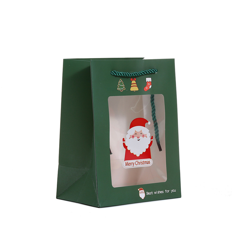 ホワイトカードクリスマスウィンドウフラワー紙袋ハンドバッグかわいいパーティーギフト包装袋ホリデーショッピングバッグ卸売|undefined