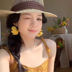 超仙夸张黄色花朵布艺耳环夏日海边度假风耳坠森系清新甜美耳饰女