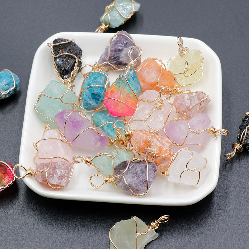 Natural water, crystal, pendant, natural ore, necklace, sweater, accessory, handmade, (Cross-border trading)