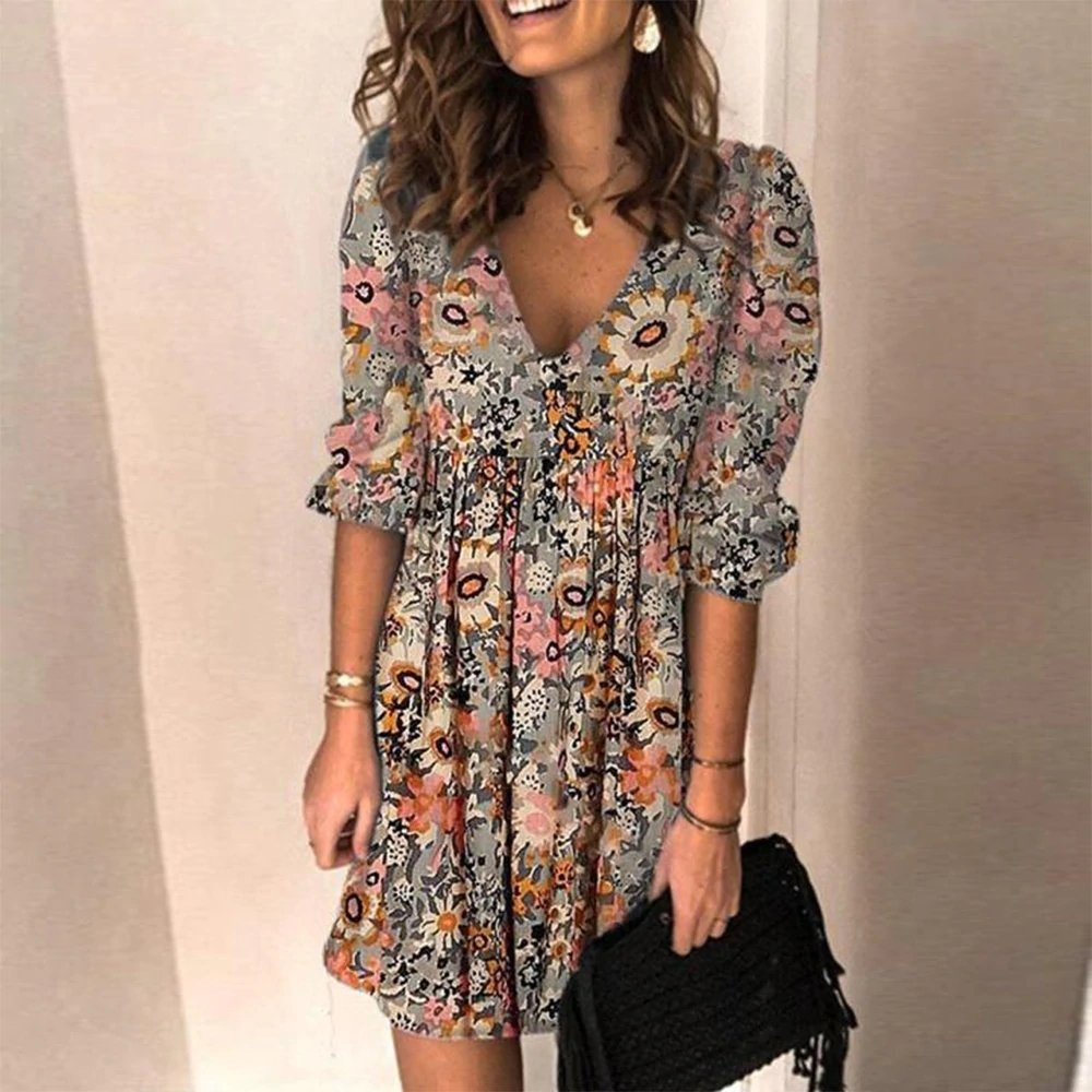 Women's summer V-neck loose dress