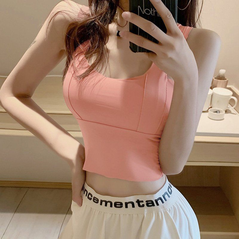 Summer stretch sports underwear women's shockproof running yoga vest one-piece medium fitness bra breathable wide shoulder strap