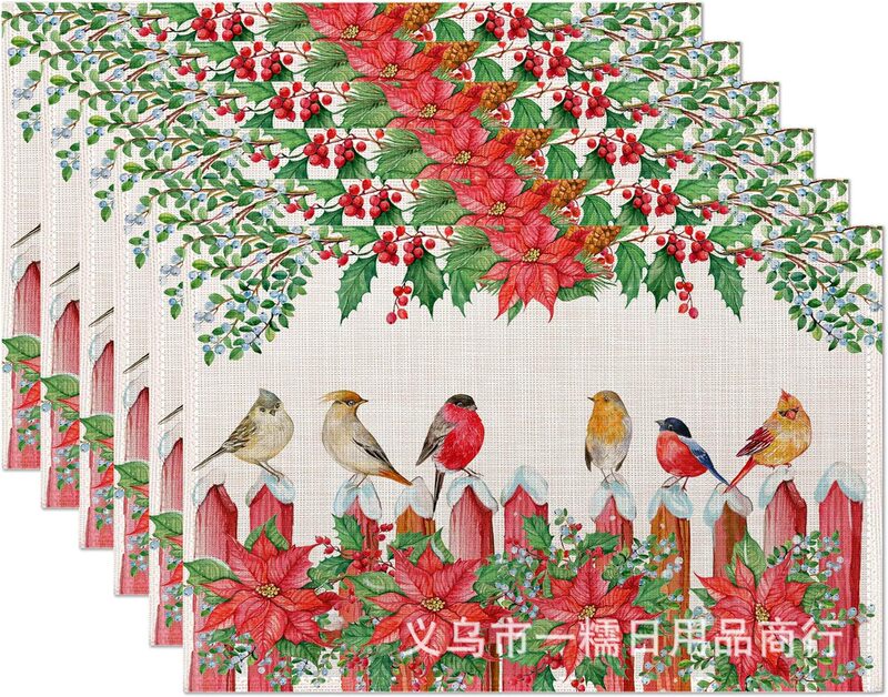 クロスボーダー爆発クリスマス雪だるま食事マット雪格子テーブルマットクリスマスパーティー装飾断熱マット祝日装飾|undefined