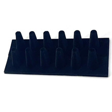 平面双排12位黑色植绒戒指指环展示架，首饰架珠宝展示T型双层
