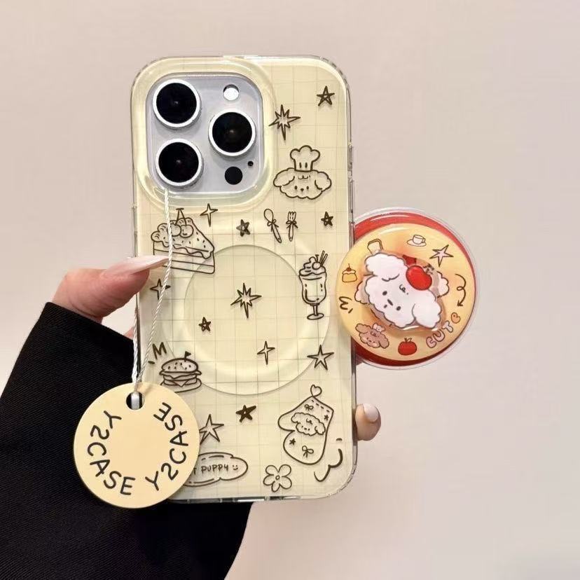 Double-Layer Magnetic Line Chef Puppy 16Promax Mobile Phone Case Iphone15 New Apple 1413 High-End Sense