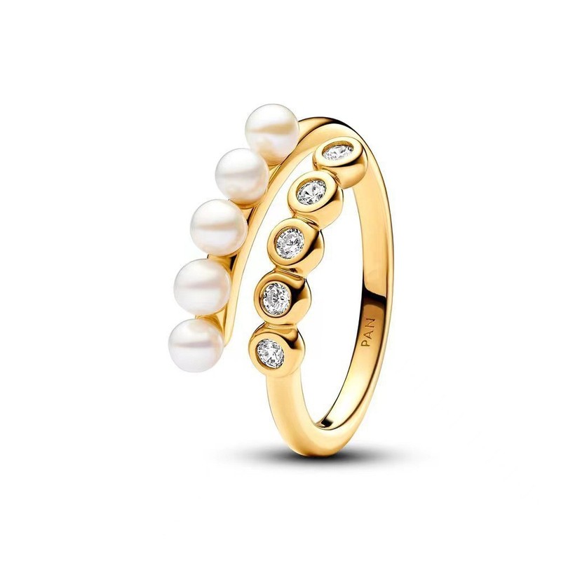 Panjia ドラ リング 925 スターリングシルバー ハイエスト ハート レッド ラブ リング パール ゴールド マルチサークル リング|undefined