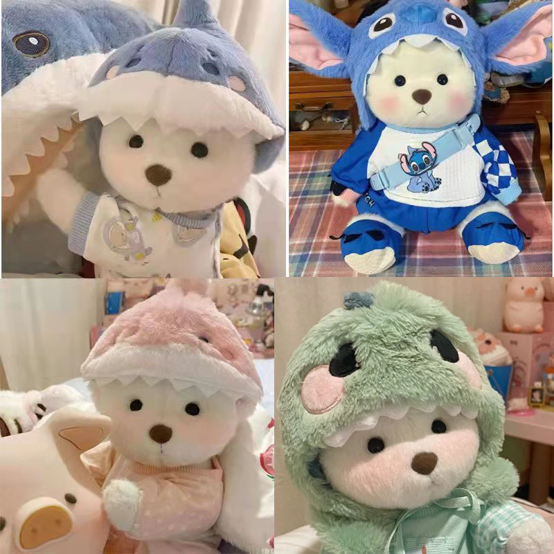 30cm Lena Joint Bear Clothes Shark Hat Strap Pants Set Long Ear Rabbit Jumpsuit Teddy Bear Dress
