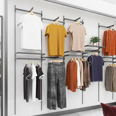 Clothing store clothes hanger display rack black and white combination front hanging side hanging black and white painted clothes hanger wardrobe