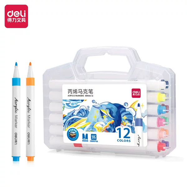 Deli Stationery acrylic marker suit student children's art painting special waterproof not easy to fade watercolor pen