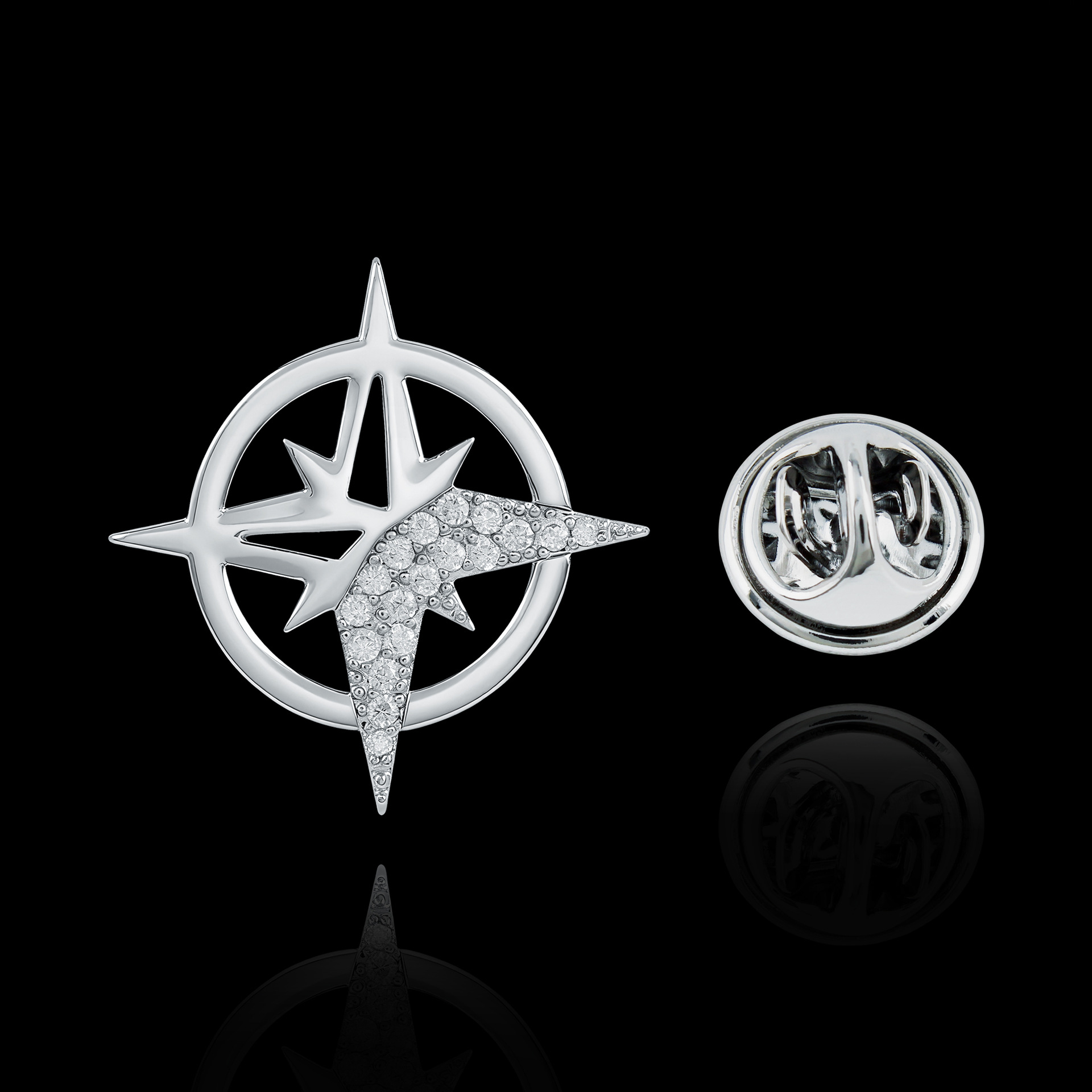 Fashionable Cross Star Men's Brooch, Women's High-End Micro-Inlaid Zircon High-Grade Suit Lapel Pin, Anti-Exposure Buckle