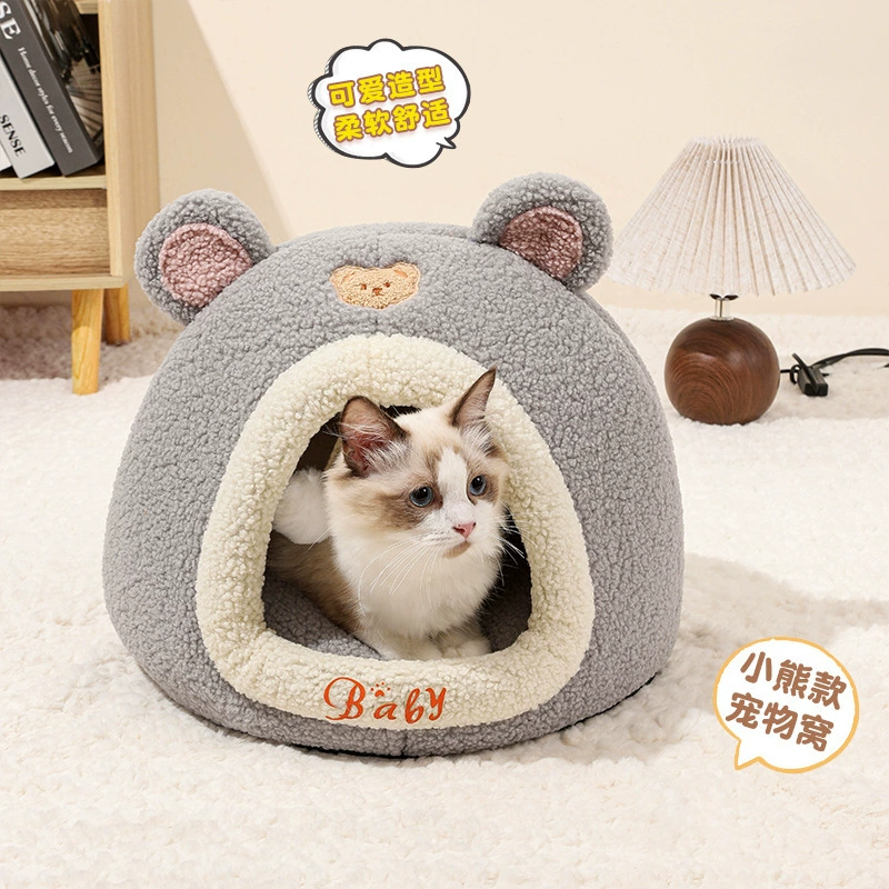 Маленький медведь кошка гнездо осень-зима новая теплая закрытая кошка спит дом