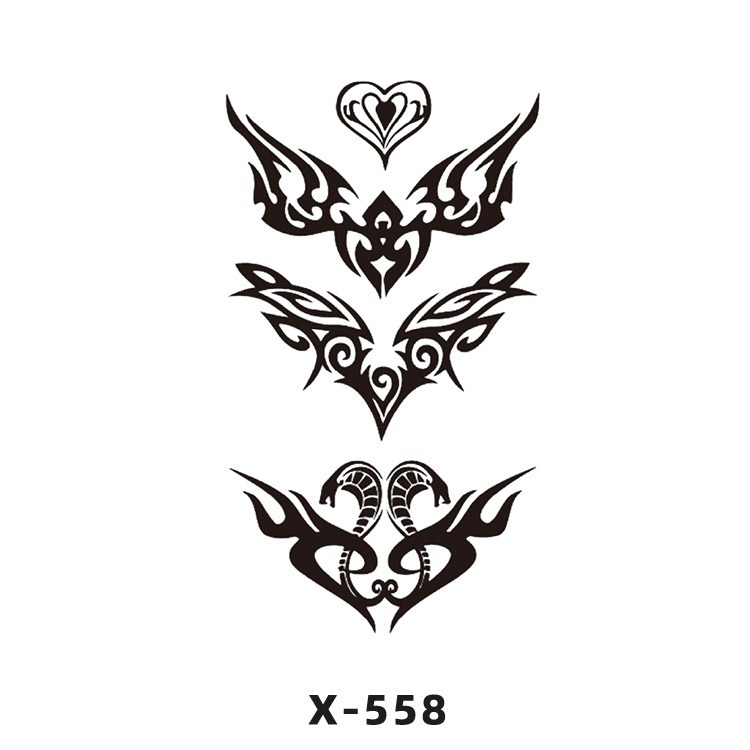 Arco de flor pequeña pegatinas de tatuaje fresco 3D dibujos animados transfronterizo Henna rosa impermeable texto en inglés pegatinas de tatuaje