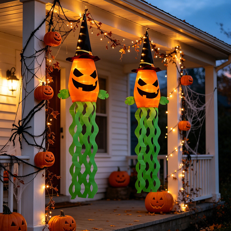 Halloween Glowing Pumpkin Windsock Flag Led Lights Hanging Decorations Spooky Atmosphere Porch Decoration Hanging Ornaments Halloween Glowing Pumpkin Windsock Flag Led Lights Hanging Decorations Spooky Atmosphere Porch Decoration Hanging Ornaments