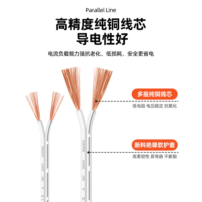 2468 ホワイトダブル平行線 18 20 22 26 28AWG キャビネットライト LED ライト電子ワイヤーホワイトインジェクションブラック竹線|undefined
